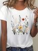 European And American Cross-border Foreign Trade Women's Floral Butterfly Round-neck Printed Short-sleeve T-shirt Top_ecoleips.com