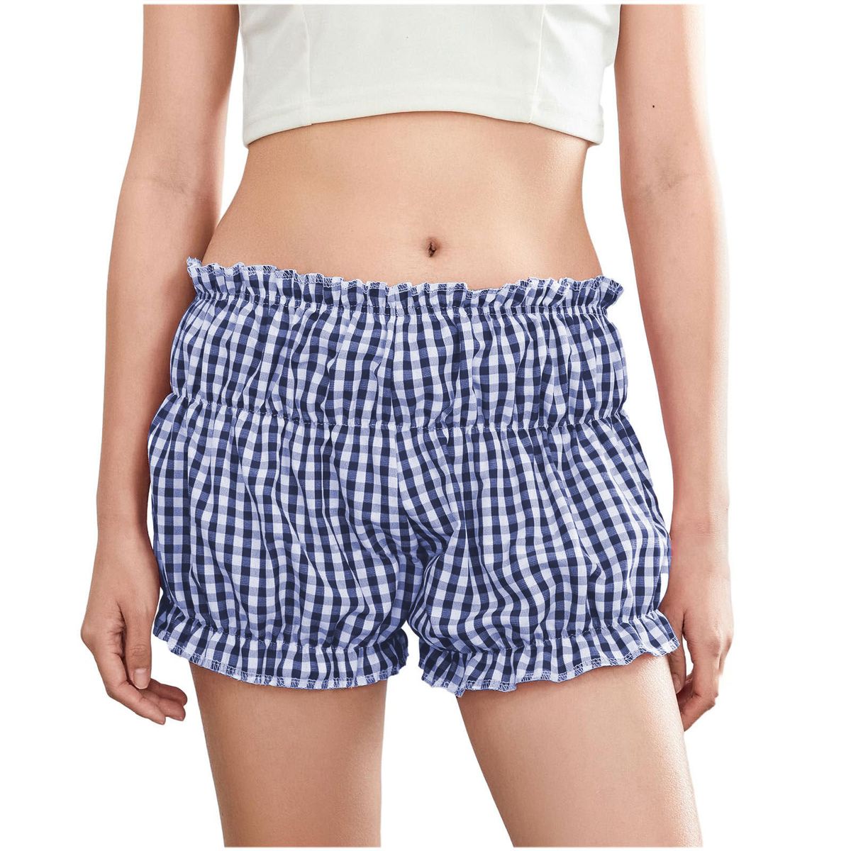 Women's Casual Plaid Fashion Lace Sexy Low Waist Shorts_ecoleips.com