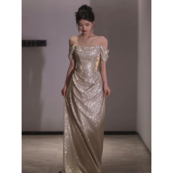 Women's Clothing Temperament High End Sparkling Toast Dress Bride Elegant Banquet Host Female_ecoleips.com