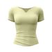 Women's Quick Dry V Neck Yoga Top Short Sleeve Nude Fitness Sports Pleated Suitable For Running_ecoleips.com