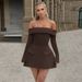 Off-Shoulder Bodycon Dress – Elegant A-Line Mini Dress With Flared Sleeves, High Waist Sexy Party Dress For Women, Autumn Chic Outfit"_ecoleips.com