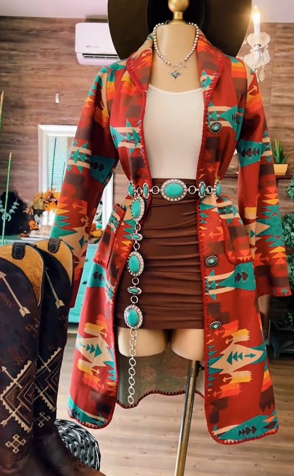 Women's Clothing Western Style Autumn And Winter Women's Printed Hemming Craft Medium And Long Woolen Coat_ecoleips.com