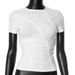 Women's round Neck Pleated Top European American Style Solid Color Casual Tight Fit Spring Summer New Personalized Clothing_ecoleips.com