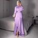 Elegant Women's Flowy Long Sleeve Maxi Dress - Summer Boho Chic Cotton-Polyester Blend With Lantern Sleeves & High Neck_ecoleips.com
