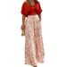 Women's V-Neck Printed Shirt & Wide-Leg Pants Set – Lightweight Polyester Travel Outfit (8 Vibrant Colors, Animal Print, Breathable Summer Essential)_ecoleips.com