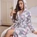 Aria Basics Autumn Winter Fluffy Loose Nightgown Cross-Border Long Sleeve Double-Sided Fleece Lace-Up Warm Pajamas Homewear_ecoleips.com