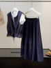 Versatile Casual Vest Round Neck T-shirt Skirt Three-piece Women's Summer Old Money Style Temperament Age-reducing Skirt_ecoleips.com