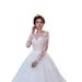 Women's long-sleeved wedding dress white simple temperament lace mid-waist wedding dress photo studio_ecoleips.com