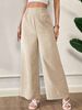 Women's High Waist Slimming Wide Leg Pants Solid Color Spring Summer Fashion Polyester Capri Pants_ecoleips.com