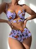 High Waisted Two Piece Swimsuit Style Hard Cup Hollowed Out Bikini_ecoleips.com