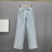 Women's Clothing Heavy Duty Hot Diamond Jeans High Waist Slimming High Elastic Dark Blue Washed Straight Pants_ecoleips.com