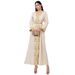 Women's Clothing New Apricot V Neck A Line Skirt Fashion Gold Lace Rice Bead Embroidery Lace Splicing Long Skirt_ecoleips.com