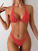 2026 New Polka Dot Black Two-piece Bikini Triangle Neck Swimsuit Women Factory Direct Sales_ecoleips.com
