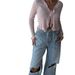 2025 New European And American Style Loose Light Blue Straight For Women Summer Denim Wide Leg Long Pants Ripped Flared_ecoleips.com