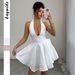 Elegant Halter Neck Mini Dress For Women Stylish Skirt Autumn Winter_ecoleips.com