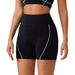 High Waist Contrast Color Yoga Pants for Women Tight Nude Feeling No Embarrassing Line Peach Hip Three Point Fitness Trousers_ecoleips.com