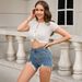 Voya Women's Spring And Summer New Sexy T-shirt Twisted Slim Fit Short Top With Exposed Navel Texture_ecoleips.com