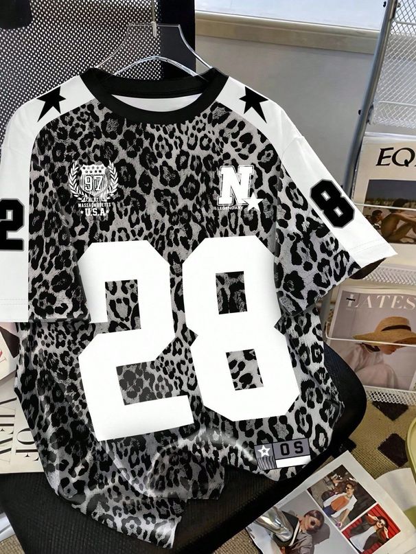 Women's Casual Fashion Letter Print T-Shirt Short Sleeve Crew Neck Top Versatile European American Style for Spring/Summer_ecoleips.com