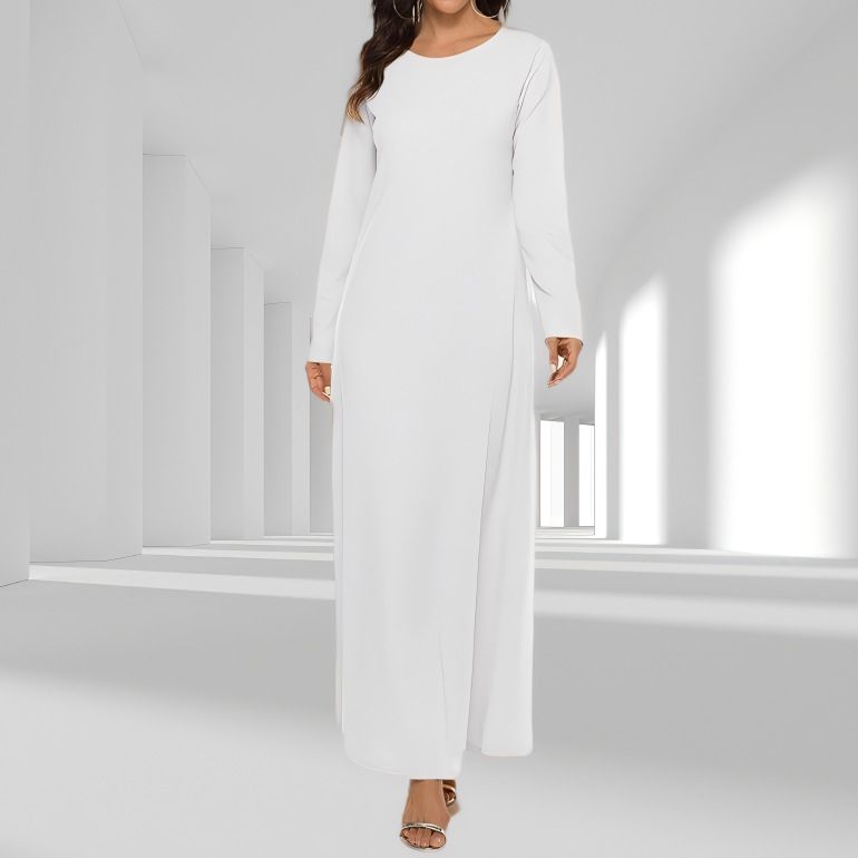 Women's Clothing Muslim Basic Simple Long Sleeve Inner Dress_ecoleips.com