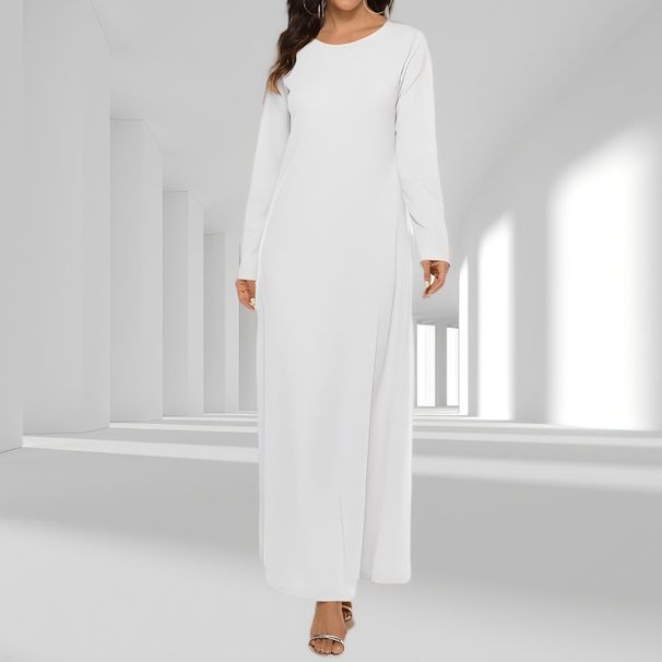 Women's Clothing Muslim Basic Simple Long Sleeve Inner Dress_ecoleips.com