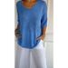 Basic Casual Knit Sweater With Slimming V-Neck And 7/10 Sleeves In Solid Color, Perfect For Women's Undergarments_ecoleips.com