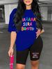 Summer Women's Casual Fashion MANANA Letter Print Loose T-shirt+shorts Two-piece Sportswear Suitable For Daily Wear-104_ecoleips.com