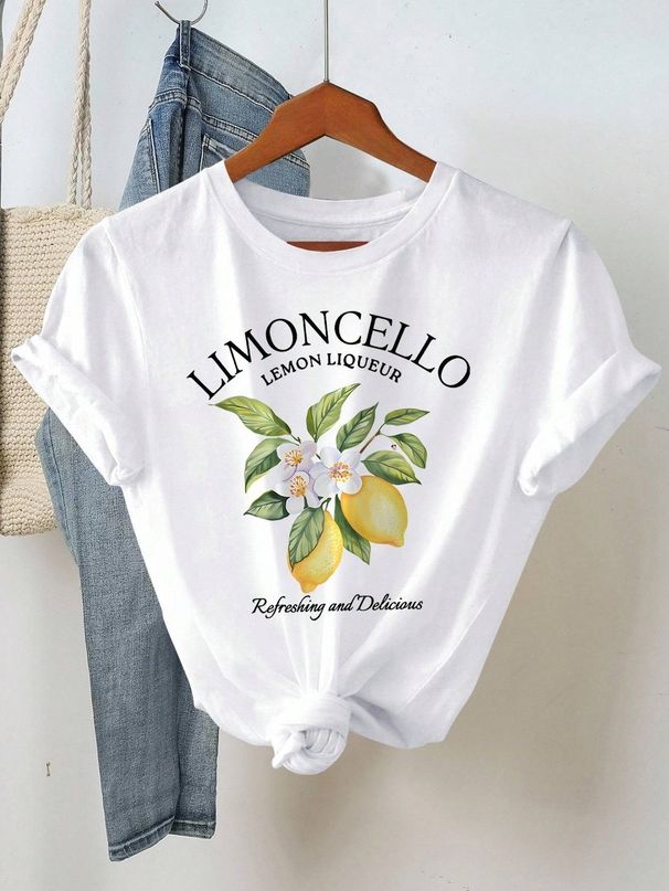 Women's Clothing Short Sleeved T Shirt Summer Cartoon Printing Design Loose Top_ecoleips.com