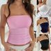 Voya Women's Spring Summer New European And American Y2K Sexy Solid Color Backless Knitted Tube Top_ecoleips.com