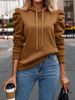 Stylish Women's Hooded Long Sleeve T-Shirt - Oversized Casual Pullover With Stacked Sleeves, Soft Polyester Fabric, Trendy Streetwear In 9 Colors_ecoleips.com