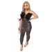Women's sexy feather hot rhinestones slim fit hip-covering sleeveless jumpsuit_ecoleips.com