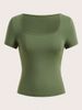 Vibrant Square Neck T-Shirt In Solid Color - Spring And Summer Classic Casual Short Sleeve T-Shirt - Everyday Casual_ecoleips.com