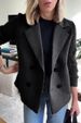 Women's Clothing Blazer Style Casual Wool Blend Coat - Slim Fit Double Breasted Jacket With Notch Lapel, Long Sleeve Office Wear (Khaki, Dark Brown)_ecoleips.com
