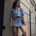 Women's Double Breasted Denim Set - V Neck Crop Shirt With High Waist Skirt Shorts Casual Streetwear Two Piece Outfit_ecoleips.com