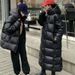 Unisex Black & Gold Knee-Length Down Jacket – Premium Goose Feather, Extreme Cold Protection_ecoleips.com