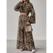 Women's 2-Piece Leopard Print Round Neck Long Sleeve Short Top And Wide-Leg Pants Set_ecoleips.com