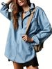 Women's Clothing V-Neck Denim Jacket – Trendy Long Sleeve Overshirt (Casual, Lightweight & Versatile Layering Piece)_ecoleips.com
