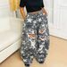 Women's Star Camo Ripped Jeans - Y2K Wide Leg Denim Pants, Mid Rise Loose Fit Vintage Washed For Streetwear & Casual_ecoleips.com
