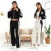 Women's Y2K Striped Zip-Up Jacket And Pants Tracksuit Set Casual Athletic Loungewear Retro Streetwear Soft Stretch Comfort Fit_ecoleips.com