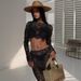 Sexy Hollow Lace For Women 2025 Summer New Round Neck Slim Top + Skirt Two-Piece Set_ecoleips.com