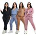 Women's Autumn Winter Casual Sports Suit Embroidered Letter Zipper Sweatshirt Multi Pocket Jogger Pants Trendy Q6297_ecoleips.com