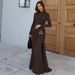 Women's Slim Fit Long Sleeve Dress European American Style Solid Color Fashion round Neck Cross Border Wholesale 2025 Autumn Winter New_ecoleips.com