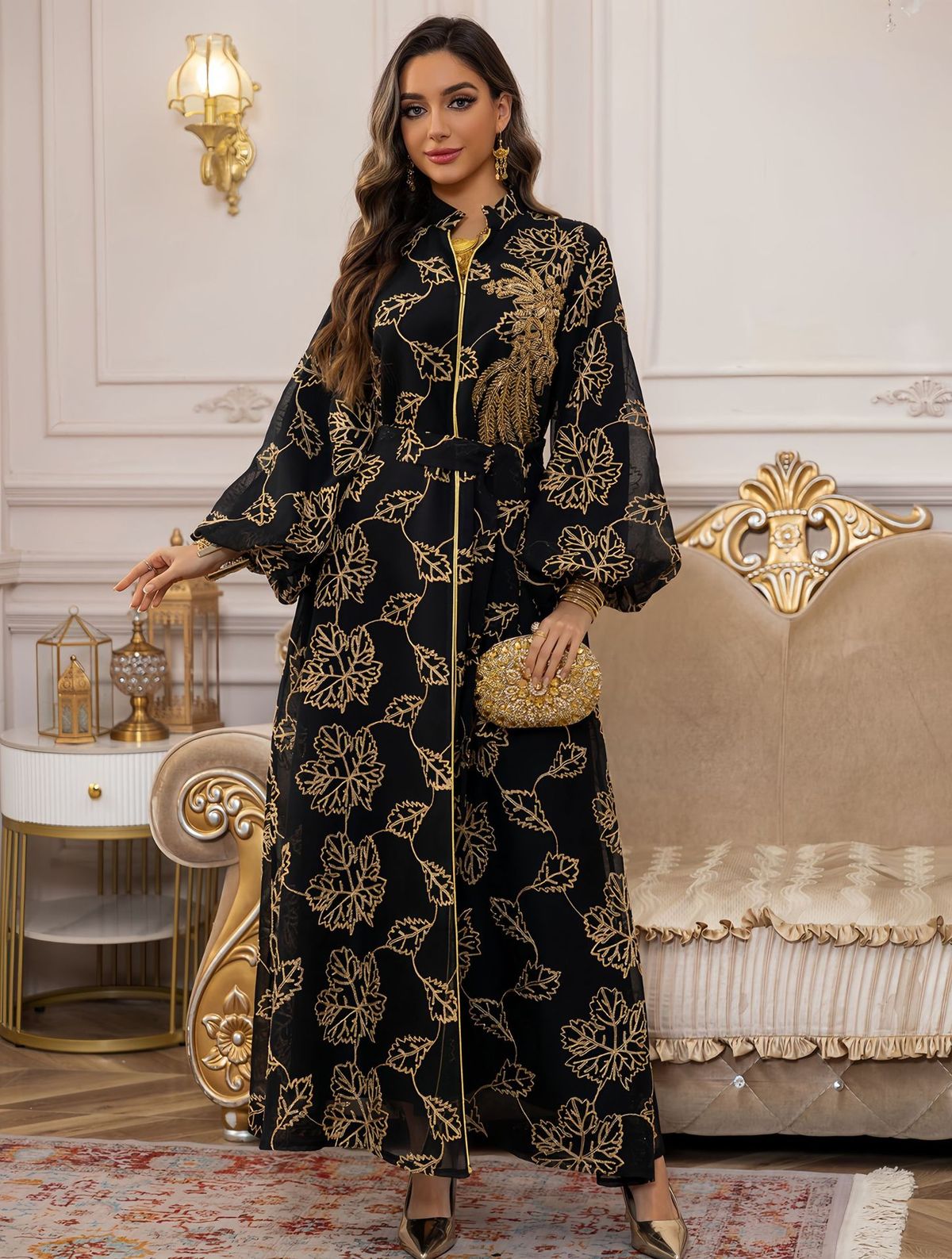 Elegant Muslim Jalabiya Dress For Women – Long Sleeve Pullover With Delicate Mesh Embroidery, Modest Islamic Fashion_ecoleips.com