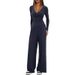 Minimalist 2-Piece Lounge Set – V-Neck Long Sleeve Top & Wide-Leg Pants (XS-XL, 4 Colors)_ecoleips.com