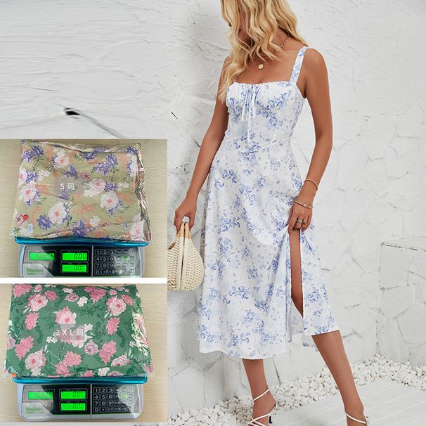 Cross-border European American Summer Style Sleeveless French Dress With Side Slit And Printed Pattern For Women_ecoleips.com