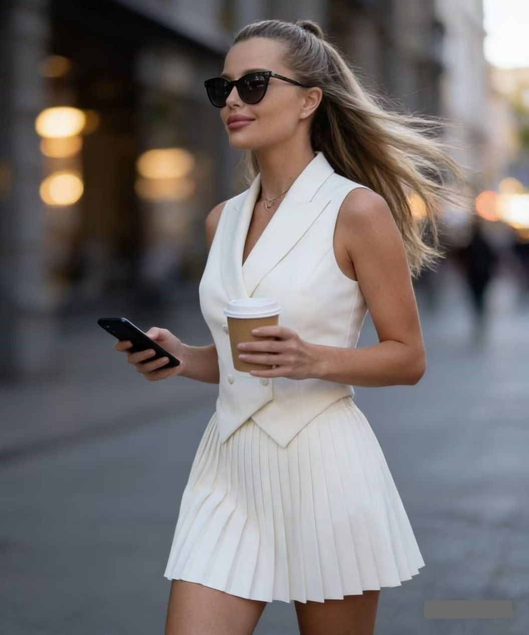 Summer New Fashion Lapel Irregular Top Pleated Skirt Casual Suit_ecoleips.com