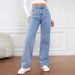 Women's Clothing High Waist Women's Jeans Light Color Washed Loose Wide Leg Large Size Straight Pants_ecoleips.com