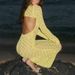 Summer Vacation Hollow Backless Robe Dress Women's Simple Solid Beach Cover Up Dresses Leisure O-neck Long Sleeved Knitted Dress_ecoleips.com