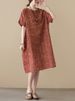 Short Sleeve Cotton Linen Vintage Print Summer Dresses For Women 2026 New Casual Loose Midi Holiday Ladies Dress Elegant Clothes_ecoleips.com