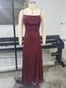Cross-Border European And American Women's New Fashion Versatile Hot Girl Style Wine Red Sexy Strap Dress_ecoleips.com