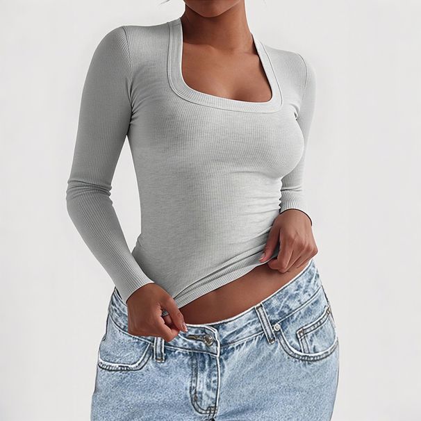 Diyun European And American Y2K Hot Girl Style Long Sleeve Solid Color Tank Top T-Shirt Women's Clothing_ecoleips.com